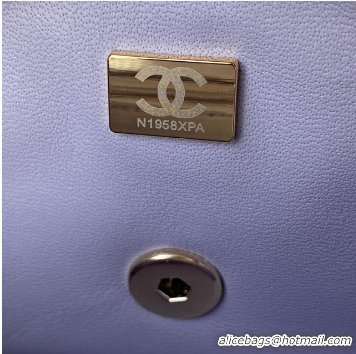 Pretty Style Chanel Sheepskin Leather mini flap bag with top handle AS2431 light purple