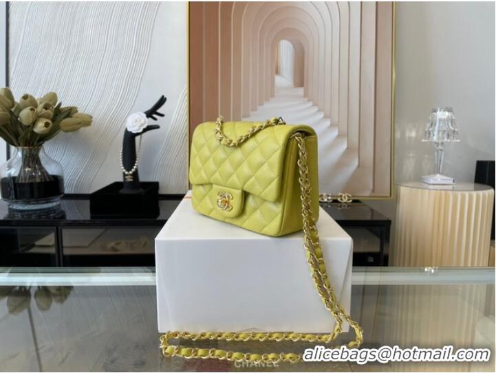 Good Product Chanel MINI Flap Bag Original Sheepskin Leather 1115 Lemon