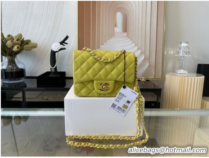 Good Product Chanel MINI Flap Bag Original Sheepskin Leather 1115 Lemon