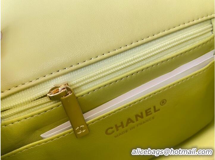 Good Product Chanel MINI Flap Bag Original Sheepskin Leather 1115 Lemon