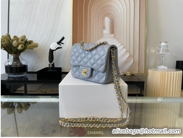 Luxury Discount Chanel MINI Flap Bag Original Sheepskin Leather 1115 gray