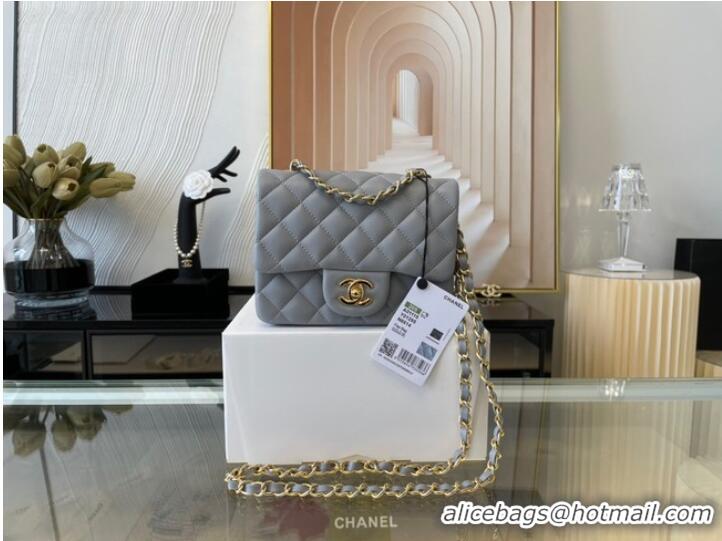 Luxury Discount Chanel MINI Flap Bag Original Sheepskin Leather 1115 gray