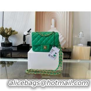 Top Grade Chanel MINI Flap Bag Original Sheepskin Leather 1115 green