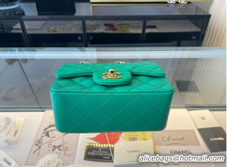 Top Grade Chanel MINI Flap Bag Original Sheepskin Leather 1115 green