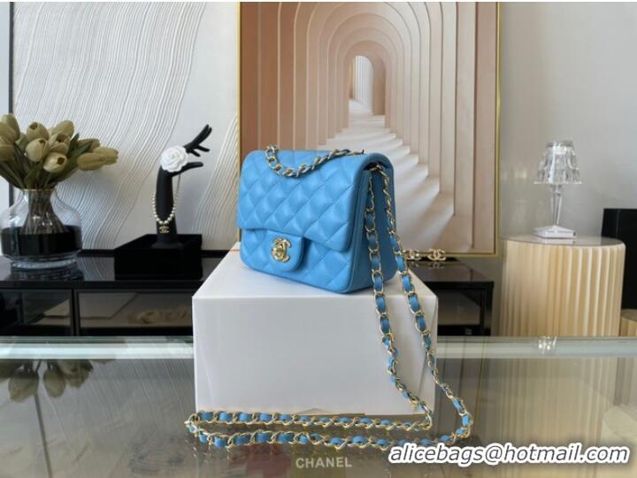 Low Cost Chanel MINI Flap Bag Original Sheepskin Leather 1115 sky blue