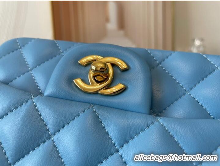 Low Cost Chanel MINI Flap Bag Original Sheepskin Leather 1115 sky blue