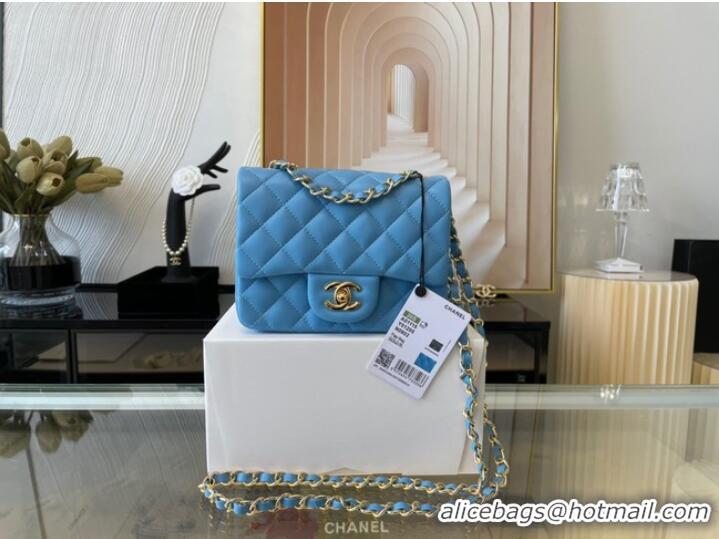 Low Cost Chanel MINI Flap Bag Original Sheepskin Leather 1115 sky blue