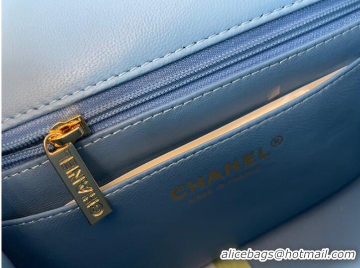 Low Cost Chanel MINI Flap Bag Original Sheepskin Leather 1115 sky blue