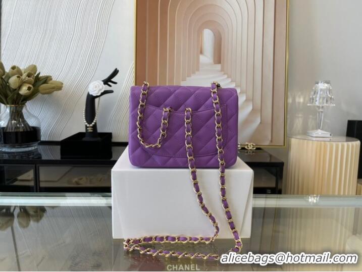 Cheapest Chanel MINI Flap Bag Original Sheepskin Leather 1115 purple