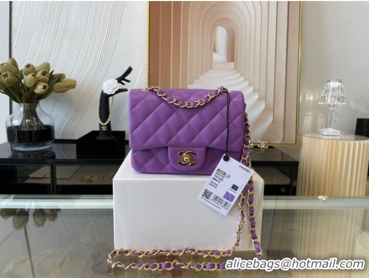 Cheapest Chanel MINI Flap Bag Original Sheepskin Leather 1115 purple