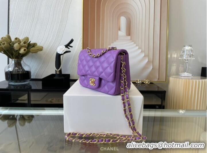 Cheapest Chanel MINI Flap Bag Original Sheepskin Leather 1115 purple