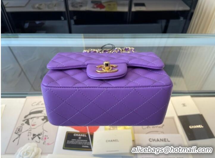 Cheapest Chanel MINI Flap Bag Original Sheepskin Leather 1115 purple