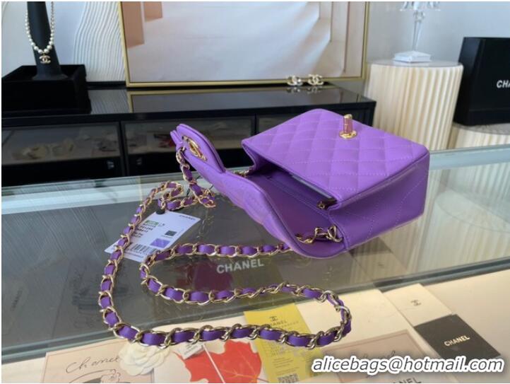 Cheapest Chanel MINI Flap Bag Original Sheepskin Leather 1115 purple