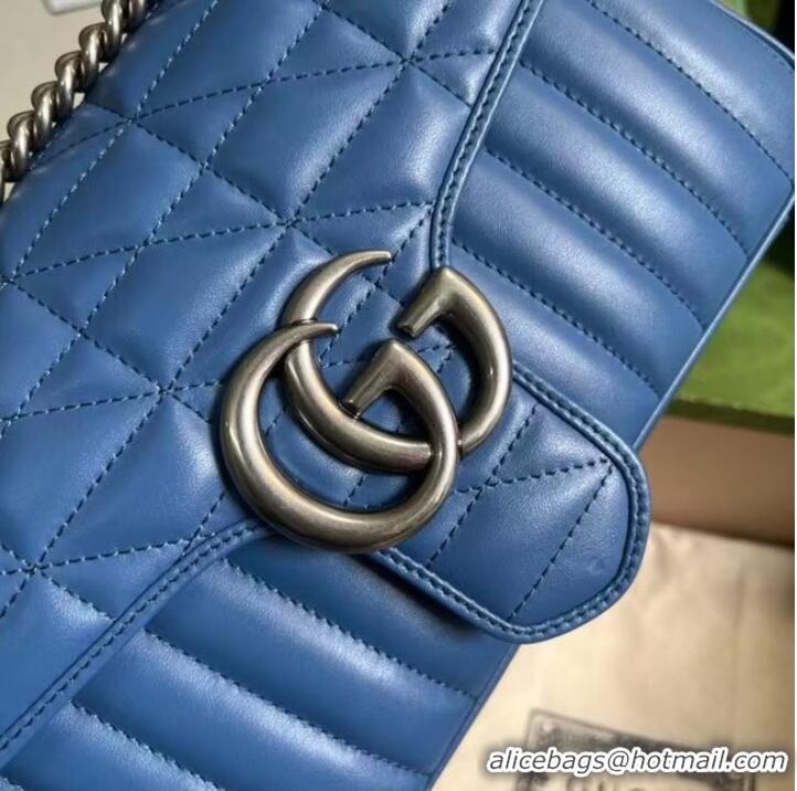 Buy Fashionable Gucci GG Marmont small shoulder bag 443497 Blue