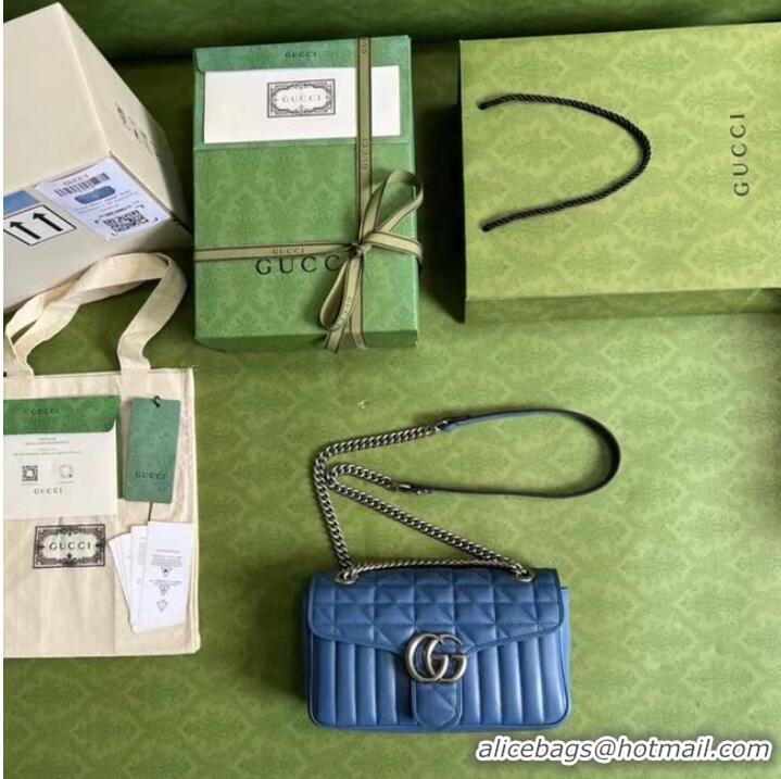 Buy Fashionable Gucci GG Marmont small shoulder bag 443497 Blue