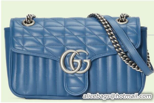 Buy Fashionable Gucci GG Marmont small shoulder bag 443497 Blue