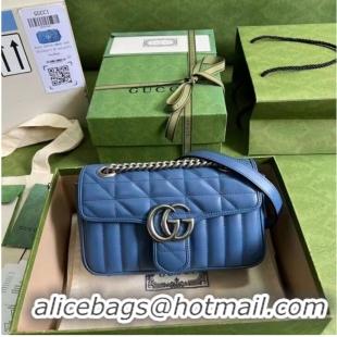 Famous Brand Gucci GG Marmont matelasse mini bag 446744 blue