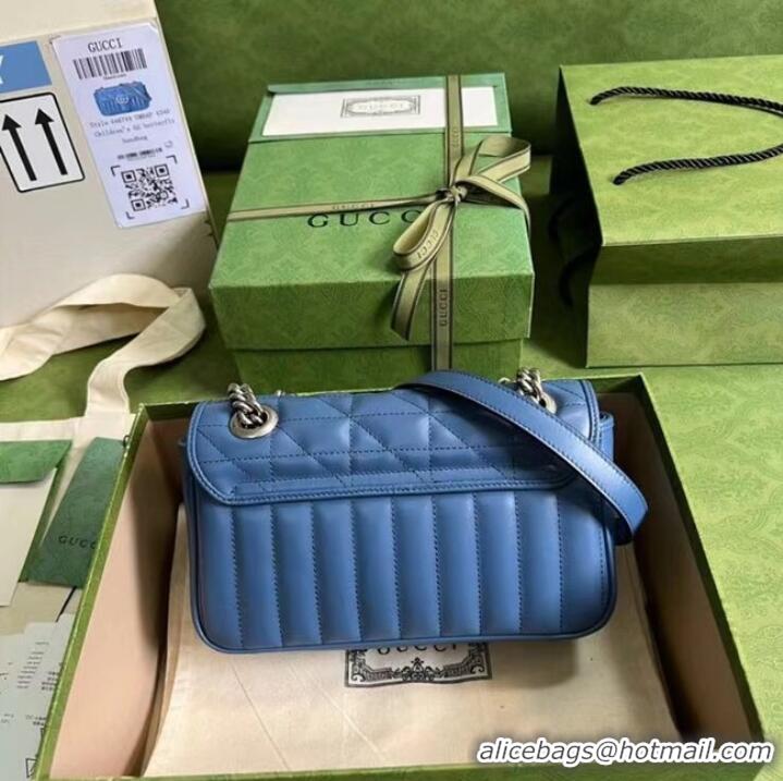 Famous Brand Gucci GG Marmont matelasse mini bag 446744 blue