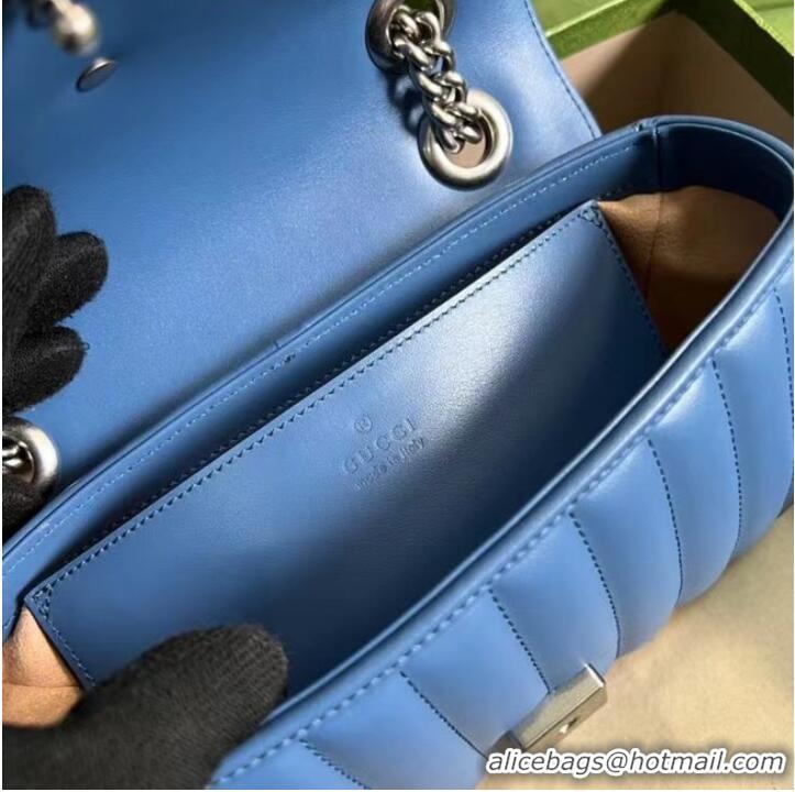 Famous Brand Gucci GG Marmont matelasse mini bag 446744 blue