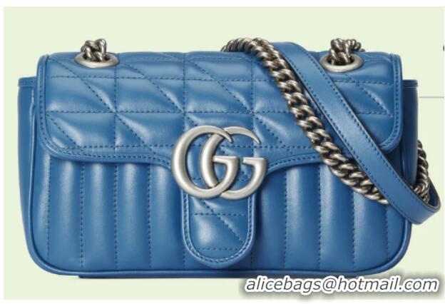 Famous Brand Gucci GG Marmont matelasse mini bag 446744 blue