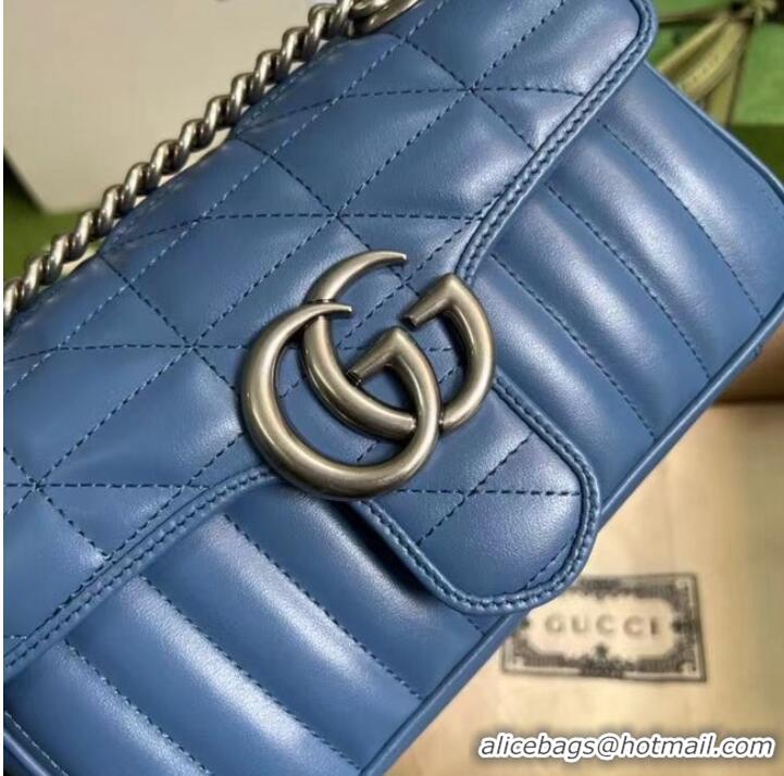 Famous Brand Gucci GG Marmont matelasse mini bag 446744 blue