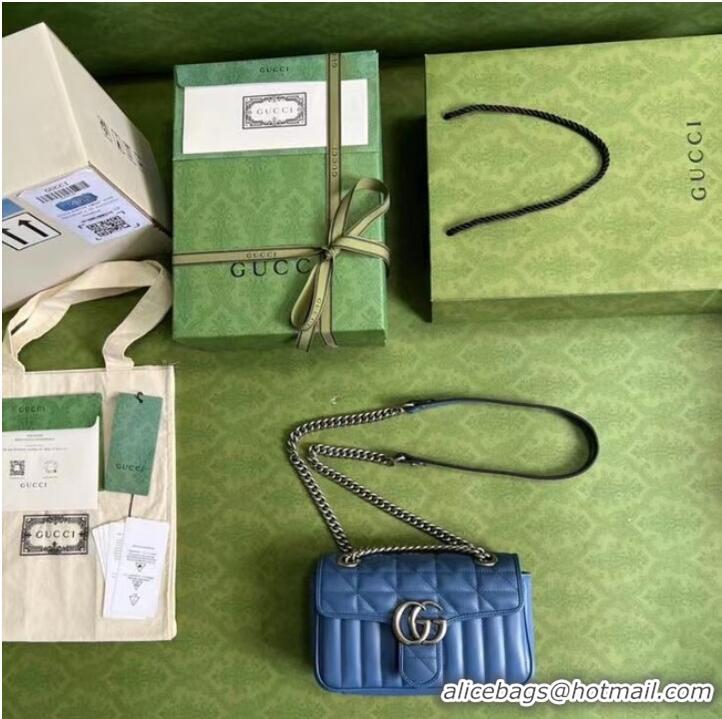 Famous Brand Gucci GG Marmont matelasse mini bag 446744 blue