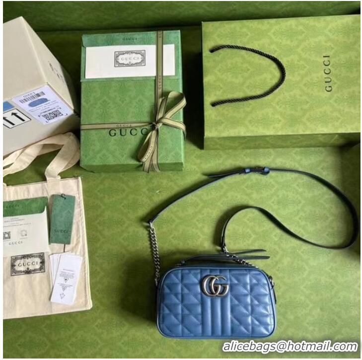 Luxury Classic Gucci matelasse shoulder bag 447632 blue