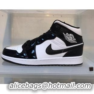 Classic Hot Nike Air Jordan AJ1 Patent Leather Mid-top Sneakers Black/White 112379