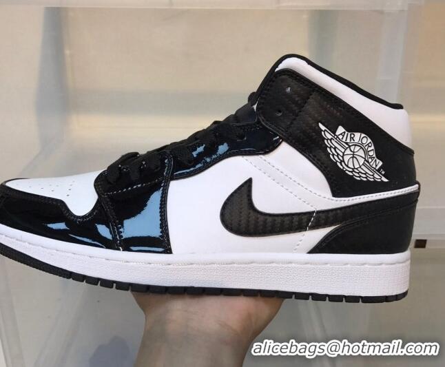 Classic Hot Nike Air Jordan AJ1 Patent Leather Mid-top Sneakers Black/White 112379