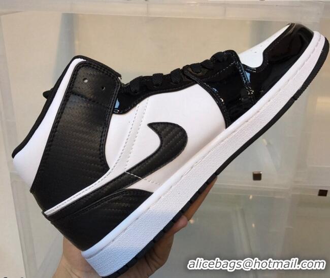 Classic Hot Nike Air Jordan AJ1 Patent Leather Mid-top Sneakers Black/White 112379