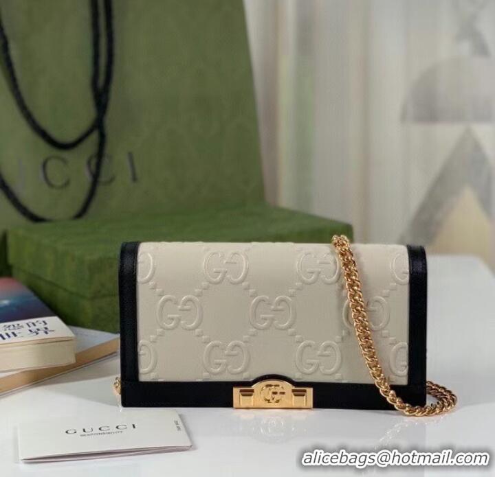 Good Looking Gucci GG wallet with chain 676155 white