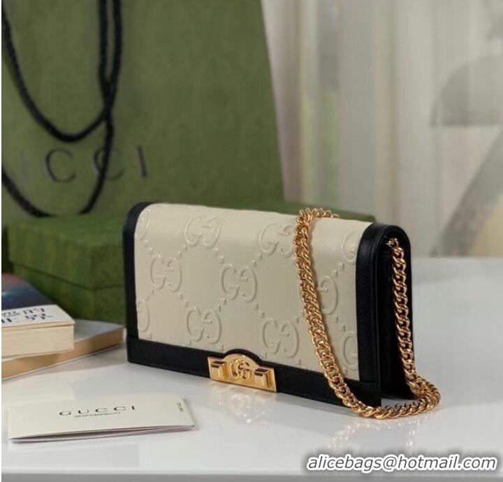 Good Looking Gucci GG wallet with chain 676155 white