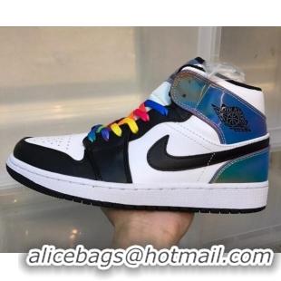 1:1 aaaaa Nike Air Jordan AJ1 Mid-top Iridescent Sneakers 112380