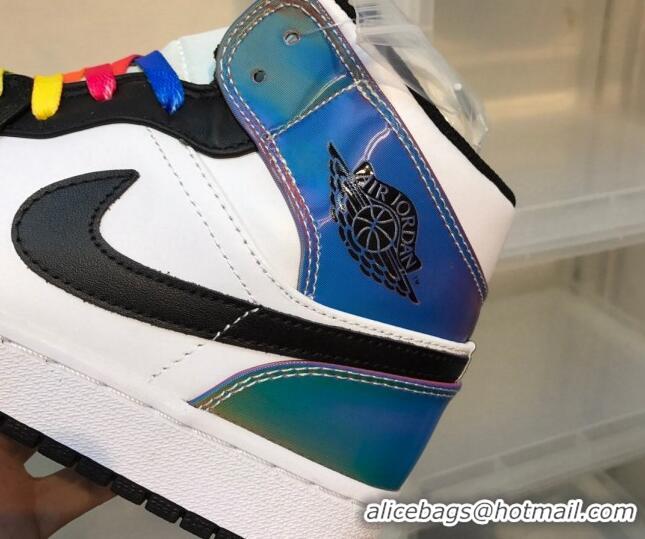 1:1 aaaaa Nike Air Jordan AJ1 Mid-top Iridescent Sneakers 112380