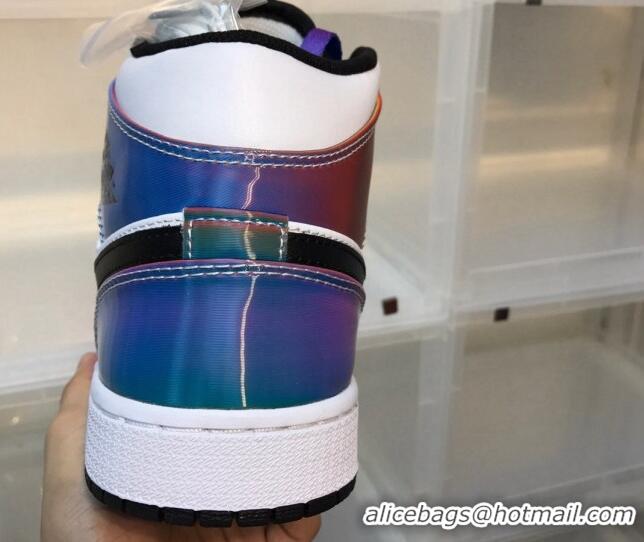 1:1 aaaaa Nike Air Jordan AJ1 Mid-top Iridescent Sneakers 112380