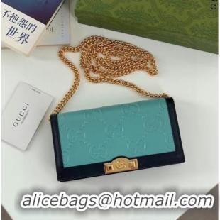 Super Quality Gucci GG wallet with chain 676155 Light blue