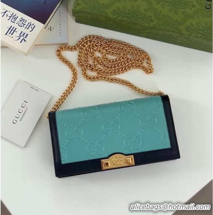 Super Quality Gucci GG wallet with chain 676155 Light blue