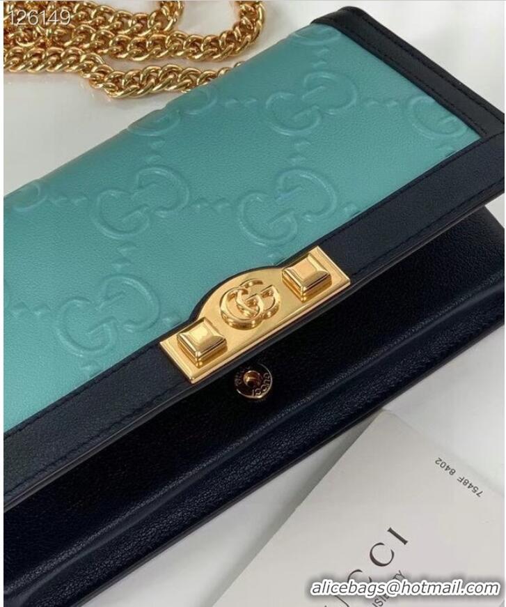 Super Quality Gucci GG wallet with chain 676155 Light blue