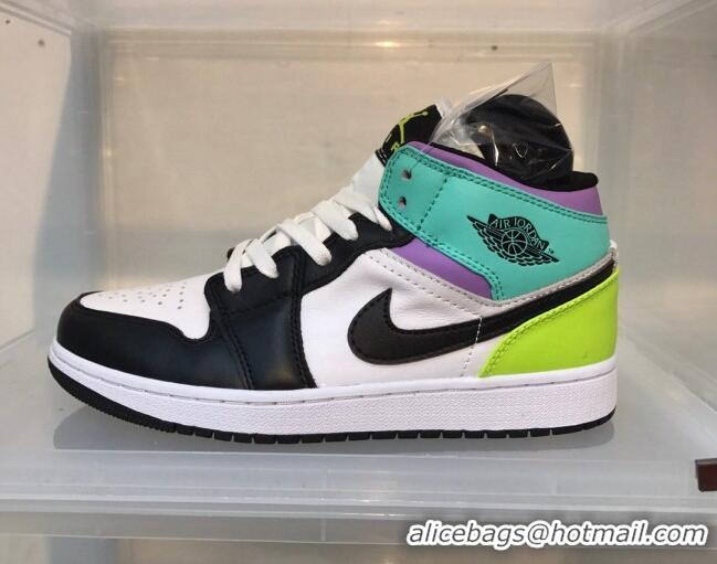 Stylish Nike Air Jordan AJ1 Mid-top Sneakers Multicolor 112381