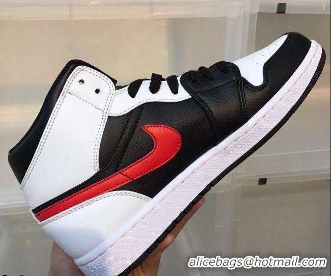 Discount Nike Air Jordan AJ1 Mid-top Sneakers Black/White/Red 112382