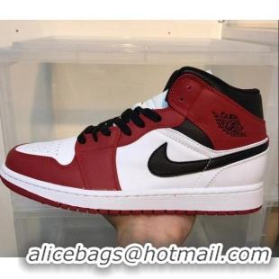 Sophisticated Nike Air Jordan AJ1 Mid-top Sneakers Red/White 112383