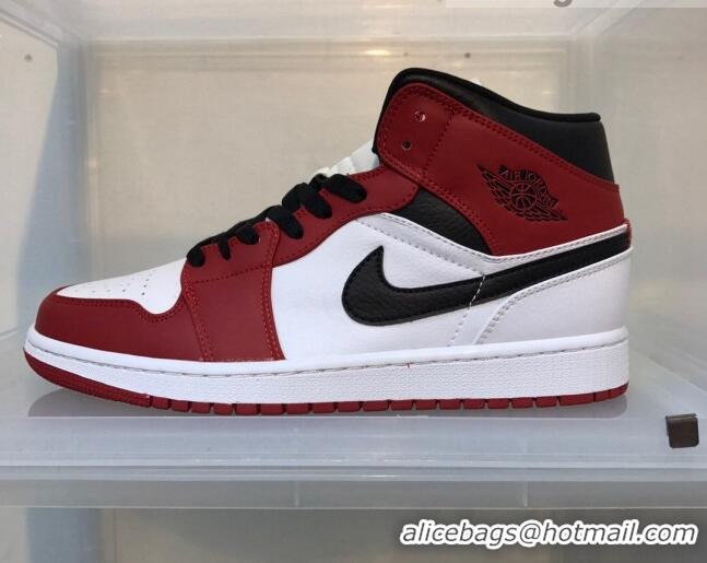 Sophisticated Nike Air Jordan AJ1 Mid-top Sneakers Red/White 112383