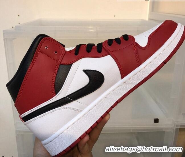 Sophisticated Nike Air Jordan AJ1 Mid-top Sneakers Red/White 112383