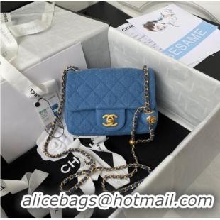 Promotional Chanel Flap denim Shoulder Bag AS1115 blue