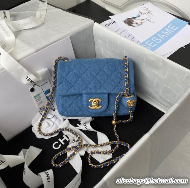 Promotional Chanel Flap denim Shoulder Bag AS1115 blue