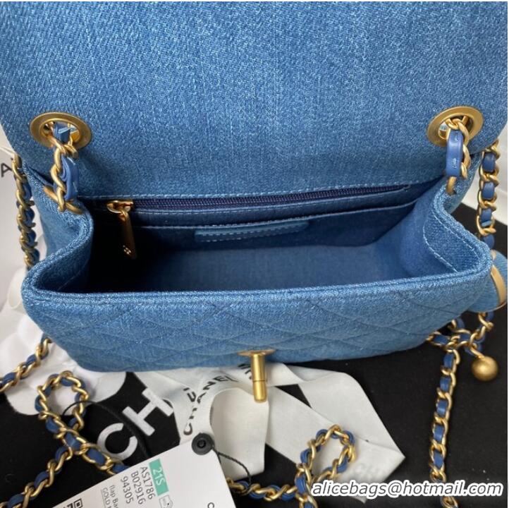 Promotional Chanel Flap denim Shoulder Bag AS1115 blue