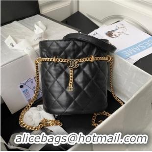 Luxury Discount Chanel Drawstring Bag & Gold Metal AS3116 black