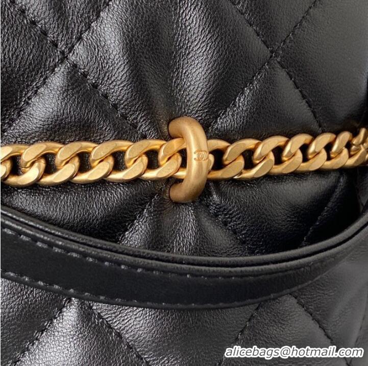 Luxury Discount Chanel Drawstring Bag & Gold Metal AS3116 black