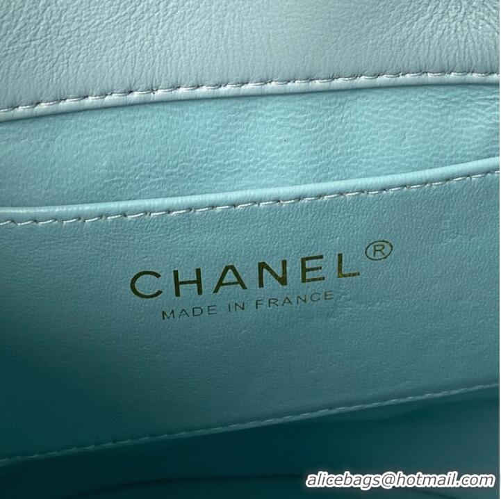 Luxury Cheap Chanel Drawstring Bag & Gold Metal AS3116 sky blue