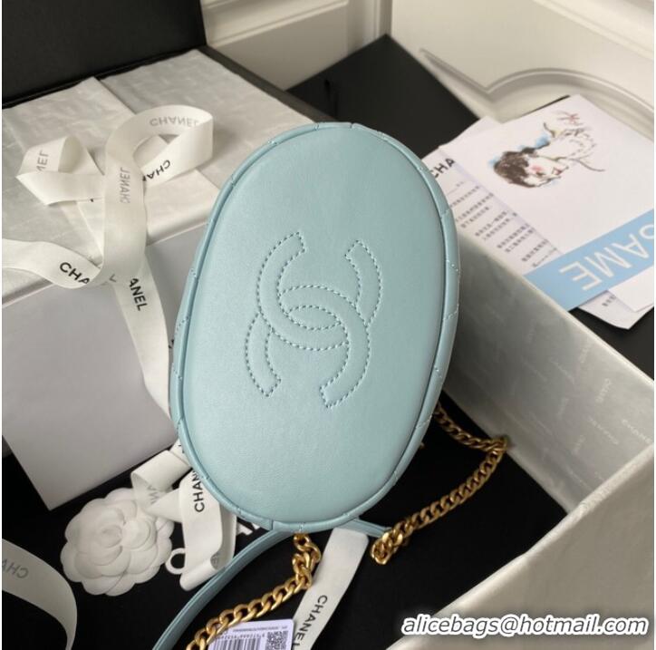 Luxury Cheap Chanel Drawstring Bag & Gold Metal AS3116 sky blue